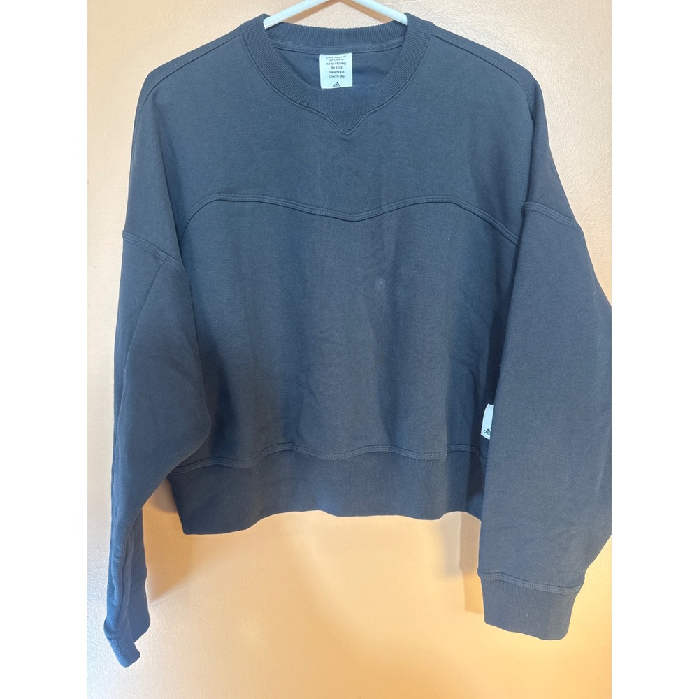 Adidas‎ Loungewear Cropped Sweatshirt Black XL HZ4379 NWT